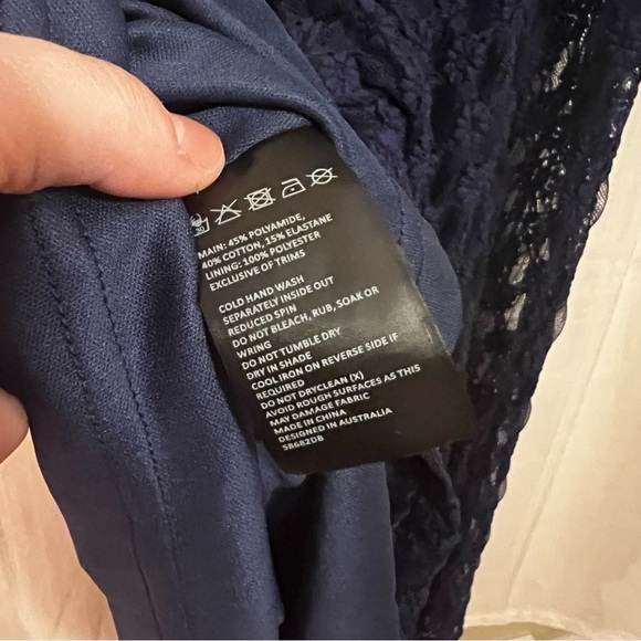 NWT Bardot Adoni Long Sleeve Lace Midi Dress L / US 8 Navy Fitted - Picture 13 of 13